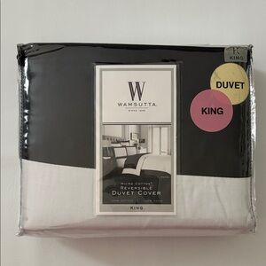 Wamsutta Bedding Duvet Cover Cotton King Reversible Black White New